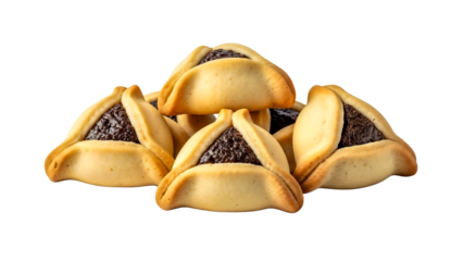 Hamantaschen cookies isolated on white – Symbol of Purim tradition and remembrance