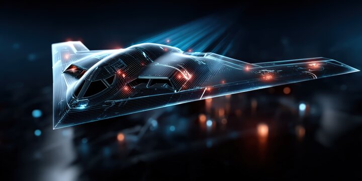 Futuristic Stealth Jet With Digital Overlay Technology - Powered by Adobe