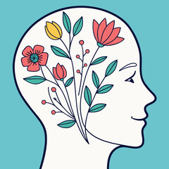 Minimalist vector illustration representing mental health awareness and wellbeing