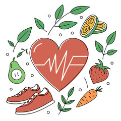 Heart health icon displaying a pulse and indication of wellness