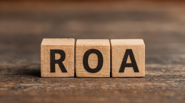 Macro shot of roa wooden text blocks on polished table for standard presentation