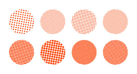かわいいドット・ハーフトーンの円セット　ベクター　和風　和柄　Abstract dot circle, circle halftone geometric dot gradient