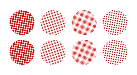 かわいいドット・ハーフトーンの円セット　ベクター　和風　和柄　Abstract dot circle, circle halftone geometric dot gradient