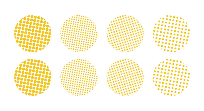 かわいいドット・ハーフトーンの円セット　ベクター　和風　和柄　Abstract dot circle, circle halftone geometric dot gradient