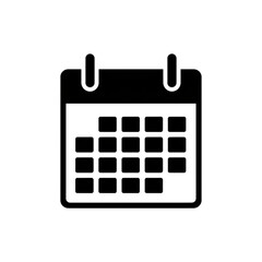 A minimalist black and white vector image of a desk calendar, representing scheduling, time management, and the tracking of academic deadlines or school events