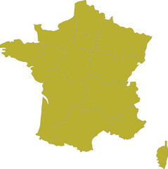Obraz premium Map of France in a golden hue, offering a simple yet elegant representation
