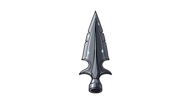 Ancient arrowhead, a sharp hunting weapon and primitive tool from the past, captured in a clean graphic illustration