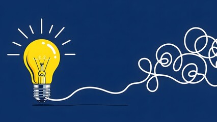 Innovative idea light bulb with swirling thought process