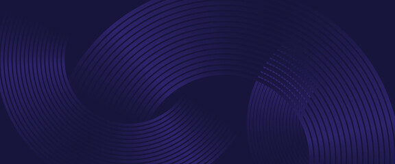 Abstract blue glowing geometric lines on dark blue background. Modern shiny blue circle lines pattern. Futuristic technology concept. Suit for cover, poster, banner, brochure, header, website