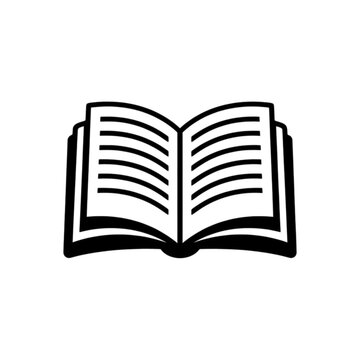 A clean and minimalist vector image of an open book with visible text lines, representing active reading, academic study, and the pursuit of knowledge