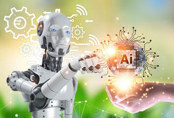 The concept of using artificial intelligence to control the system, industry using artificial intelligence,industry 5.0