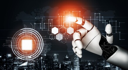 Futuristic robot artificial intelligence concept. 3D illustration.