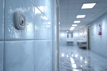 Modern Hospital Corridor with Clean Architecture.