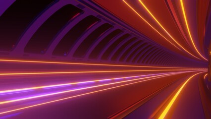 Futuristic Neon Tunnel with Curved Light Trails