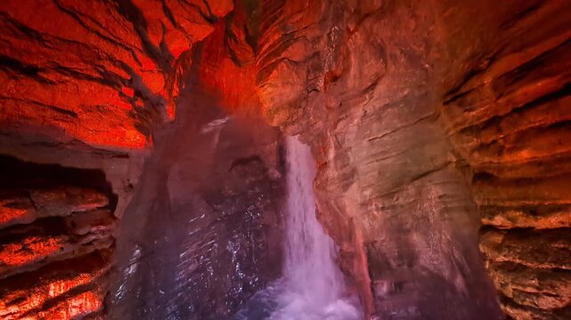 Flowing water in Varone waterfall in Tentino Alto Adige