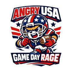 Angry USA Football Mascot Illustration Game Day Rage