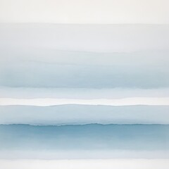 Cool blue and white horizontal washes representing a misty glacier or ocean horizon in a minimalist watercolor style.