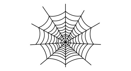 Minimalist black and white animation of a spider web being spun, creating a symmetrical pattern against a stark white background.