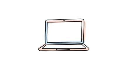 Hand-drawn doodle animation of a laptop computer with a wiggly, sketchy effect, representing technology, work, and creativity.