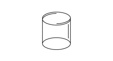 Minimalist animation of a 3D cylinder shape being drawn with black lines, a simple geometric form on a white background.