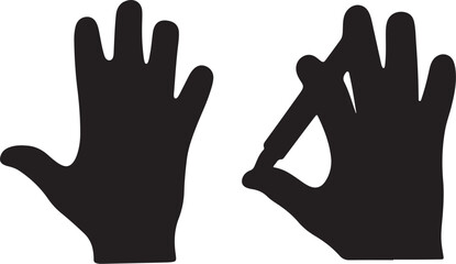 Hand Silhouettes Making Gestures on White Background