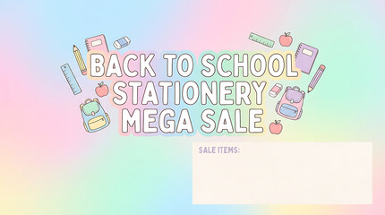 Back to School Stationery Mega Sale Banner.
