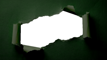 Copy space for text or other with a dark green frame of ripped paper with torn edges