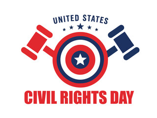 Civil Rights Day Commemorative Graphic: American Shield and Gavel Concept for Social Justice