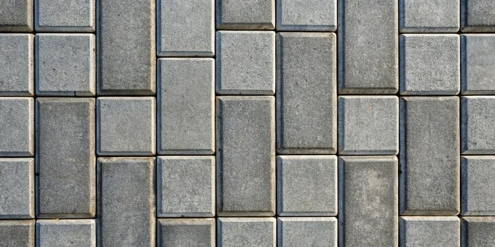 Grey paving stone texture background, showing a repeating pattern of rectangular and square shapes, ideal for design projects requiring a rugged and textured aesthetic.