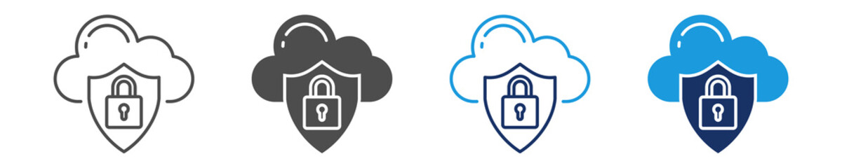 cloud safety icon set with multi style
