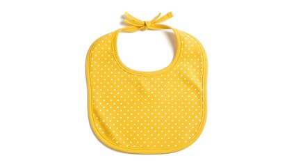 Yellow baby bib with honeycomb pattern on white background
