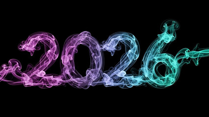Abstract 2026 Smoke Art Design. Colorful 2026 Fog and Mist Background for New Year