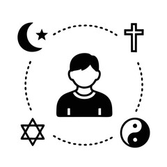 World Religion Day Person Icon: Individual Connection to Diverse Global Faiths Illustration