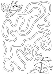 Naklejka premium Bee maze graphic black white sketch vertical illustration vector 