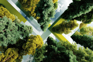 Group of trees in the middle of a forest, with a sky full of clouds in the background. Professional commercial content. Commercial. High-resolution. High-res. Premium quality. Premium. - Professional