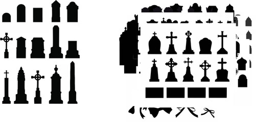 Cemetery Tombstone Silhouette...