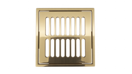 Brass air vent cover with oval holes grille isolated on a transparent background
