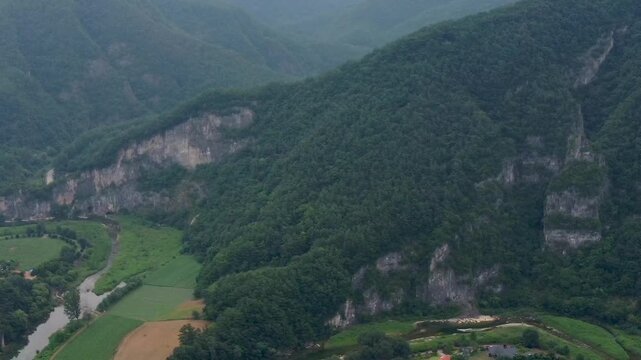 landscape, mountain, nature, sky, summer, forest, mountains, green, tree, view, valley, cloud, hill, grass, village, travel, trees, clouds, europe, hills, field