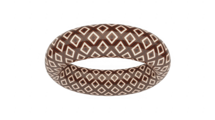 Brown and white diamond patterned torus isolated on a transparent background