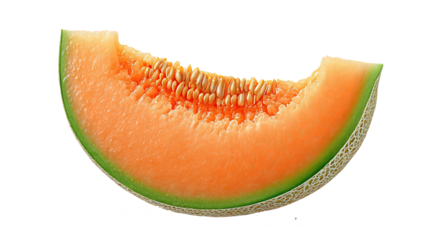 Sliced Cantaloupe Realistic Photography, Transparent PNG Element for Food Design, Healthy Diet, and Digital Collage.