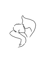 Mother holding sleeping child