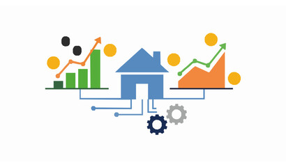 Obraz premium Smart real estate investment and wealth management concept vector illustration