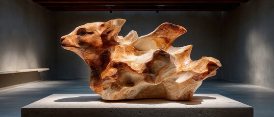 Museum Display of Ancient Fossilized Coral Reef.