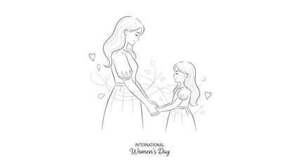 Mother and daughter celebrating International Women's Day with love, Generative AI.