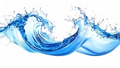 Dynamic wave crests of turquoise liquid, cascading, overlapping, creating fluid motion against a stark white backdrop