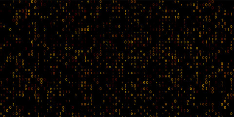 Binary background abstract for hackathon and other digital events. Gold fallen zero numbers with matrix effect on futuristic background.