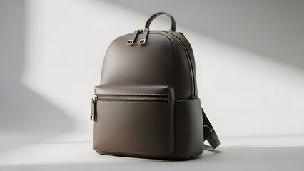 Premium backpacker bag mockup, leather finish, metallic zippers