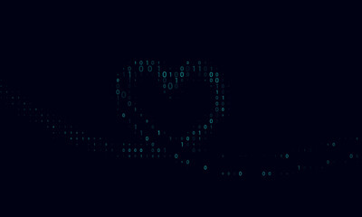 Abstract technology background. Cyan-filled binary pattern. Seamless vector illustration.