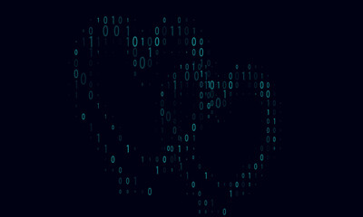 Abstract technology background. Cyan-filled binary pattern. Seamless vector illustration.