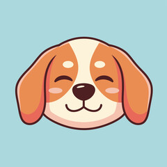 Adorable Cartoon Dog Head with Closed Eyes and Happy Expression.